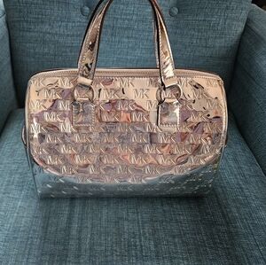 Michael Kors Silver Metallic Medium Duffle